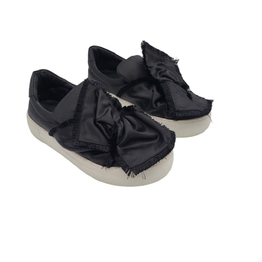 J/Slides Women's Nyc Annabelle Bow Fringe Platform Sneakers Shoes Black SZ 6
